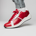 Lyon // Ostrich Leg Leather Sneakers // Red + White (US: 11.5)