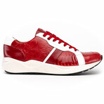 Lyon // Ostrich Leg Leather Sneakers // Red + White (US: 11.5)