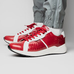Lyon // Ostrich Leg Leather Sneakers // Red + White (US: 11.5)