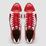 Lyon // Ostrich Leg Leather Sneakers // Red + White (US: 11.5)