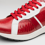 Lyon // Ostrich Leg Leather Sneakers // Red + White (US: 11.5)