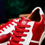 Lyon // Ostrich Leg Leather Sneakers // Red + White (US: 11.5)
