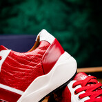 Lyon // Ostrich Leg Leather Sneakers // Red + White (US: 11.5)