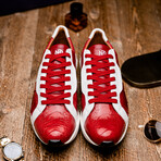 Lyon // Ostrich Leg Leather Sneakers // Red + White (US: 11.5)