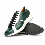 Lyon // Ostrich Leg Leather Sneakers // Green + White (US: 8)