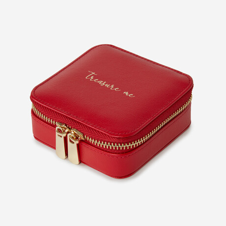 Heritage Leather Square Zip Jewelry Case // Red // 886072