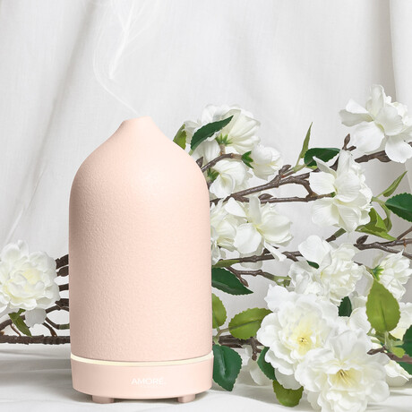 Porcelain Ceramic Ultrasonic Aromatherapy Essential Oil Diffuser // Pink