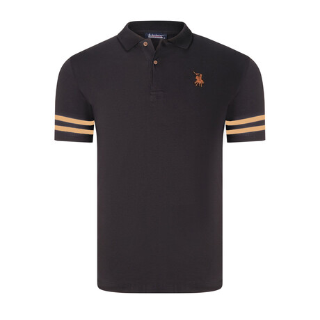 Striped Polo // Black + Camel (S)