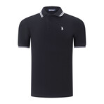 Tipped Polo // Black + Light Gray + White (S)
