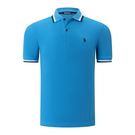 Tipped Polo // Sky Blue + White + Black (S)