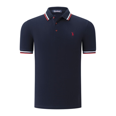 Tipped Polo // Dark Blue + White + Red (S)