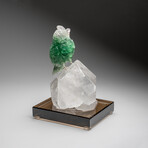 Genuine Polished Hand Carved Fluorite Owl on a Clear Quartz Point (6.5"h)