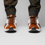 Lyon II // Ostrich Quill Leather Sneakers // Brandy + White (US: 8.5)