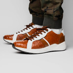 Lyon II // Ostrich Quill Leather Sneakers // Brandy + White (US: 8.5)