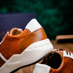 Lyon II // Ostrich Quill Leather Sneakers // Brandy + White (US: 8.5)