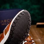 Lyon II // Ostrich Quill Leather Sneakers // Brandy + White (US: 8.5)