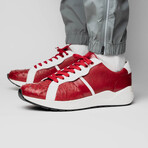 Lyon II // Ostrich Quill Leather Sneakers // Red + White (US: 9.5)