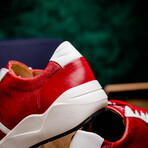 Lyon II // Ostrich Quill Leather Sneakers // Red + White (US: 9.5)