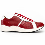 Lyon II // Ostrich Quill Leather Sneakers // Red + White (US: 9.5)