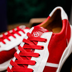 Lyon II // Ostrich Quill Leather Sneakers // Red + White (US: 9.5)