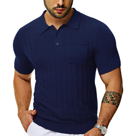 Textured Polo Shit // Navy Blue (XS)