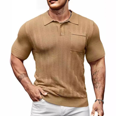 Textured Polo Shit // Khaki (XS)