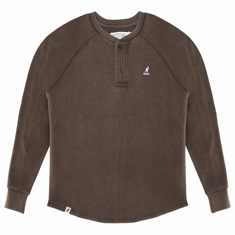 Waffle Long Sleeve Henley // Brown Stone Wash (S)