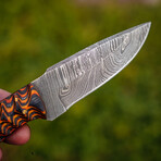 8" Handmade Yellow Grooved Handle // Damascus Steel Hunting Knife