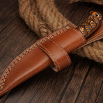 8" Handmade Yellow Grooved Handle // Damascus Steel Hunting Knife