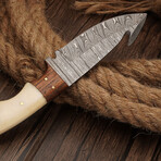 8" Handmade Bone Handle // Damascus Steel Hunting Knife