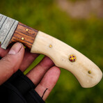 8" Handmade Bone Handle // Damascus Steel Hunting Knife