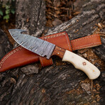 8" Handmade Bone Handle // Damascus Steel Hunting Knife