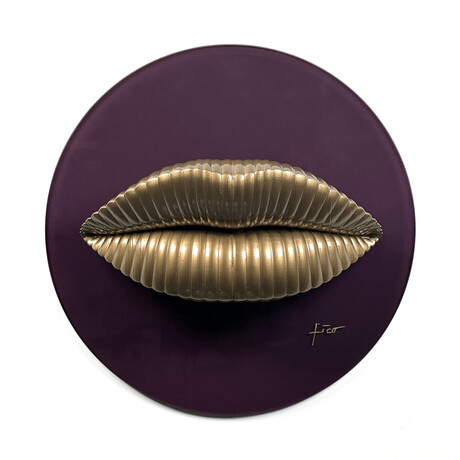 Lips Sculpture // Metallic Gold On Burgundy