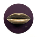Lips Sculpture // Metallic Gold On Burgundy