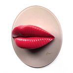 Lips Sculpture // Glossy Red On Taupe