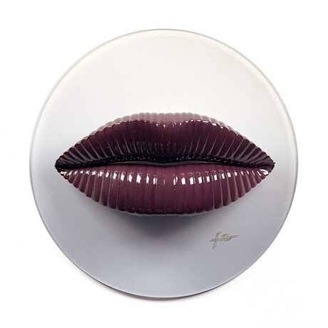 Lips Sculpture // Glossy Burgundy On Translucent Grey