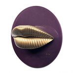 Lips Sculpture // Metallic Gold On Burgundy