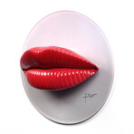 Lips Sculpture // Glossy Red On Translucent Grey