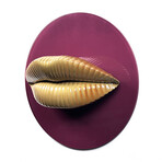 Lips Sculpture // Glossy Light Gold On Burgundy