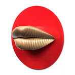 Lips Sculpture // Glossy Bronze On Glossy Red