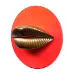 Lips Sculpture // Glossy Golden On Red