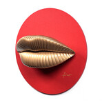 Lips Sculpture // Metallic Golden On Matte Red