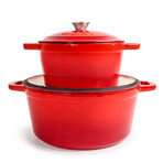 BergHOFF Neo 10pc Cast Iron Cookware Set, Red