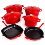 BergHOFF Neo 10pc Cast Iron Cookware Set, Red
