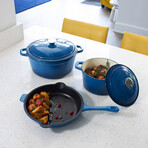 BergHOFF Neo 10pc Cast Iron Cookware Set, Blue