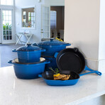 BergHOFF Neo 10pc Cast Iron Cookware Set, Blue