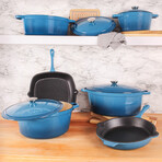 BergHOFF Neo 10pc Cast Iron Cookware Set, Blue
