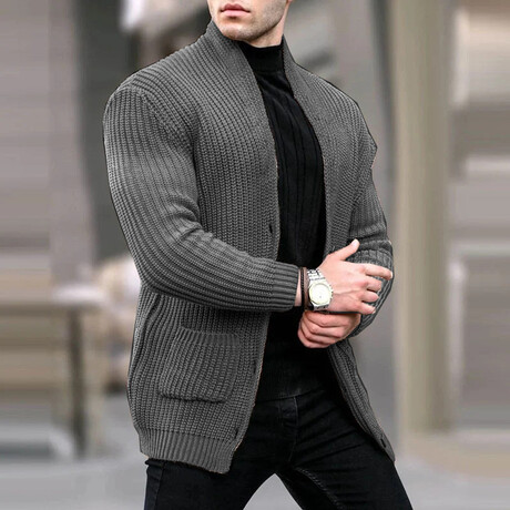 V-Neck Cardigan // Dark Gray (XS)