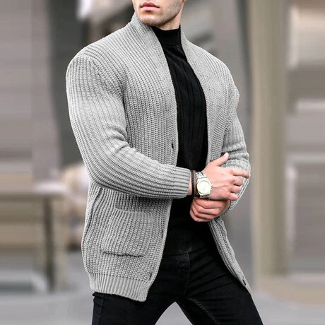 V-Neck Cardigan // Gray (XS)