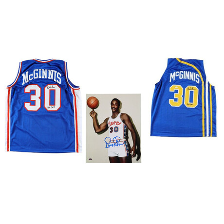 George McGinnis Pacers & 76ers Signed Jerseys & 76ers Signed Photo